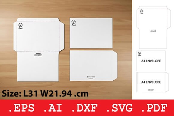 A4 Envelope Template 3D SVG Objects