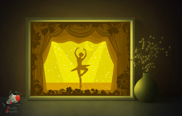 Ballerina Light Box Template: 3D SVG for Shadow Boxes