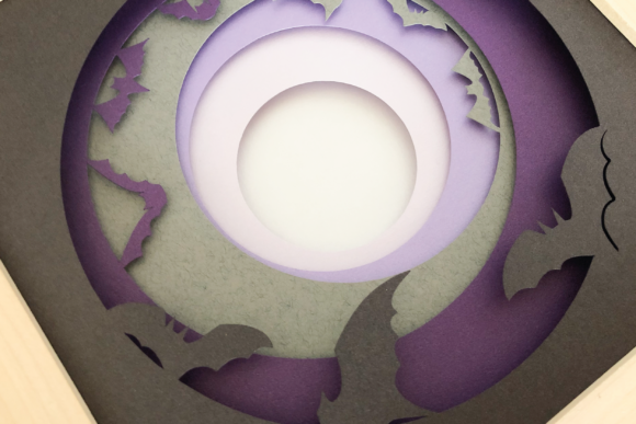 Bats and Moon - 3D SVG Shadow Box