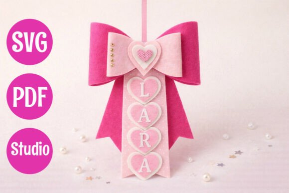 Felt Birth Announcement Bow Template 3D SVG