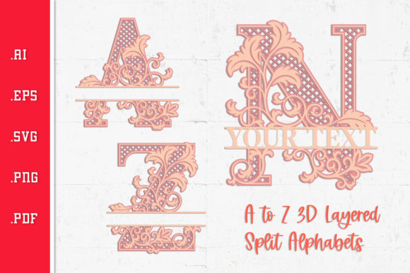 Floral Split Alphabets: 3D SVG for Shadow Boxes
