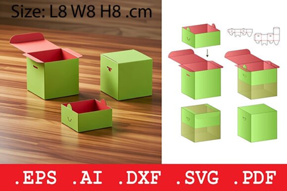 Folding Tab Square Gift Box 3D SVG Objects