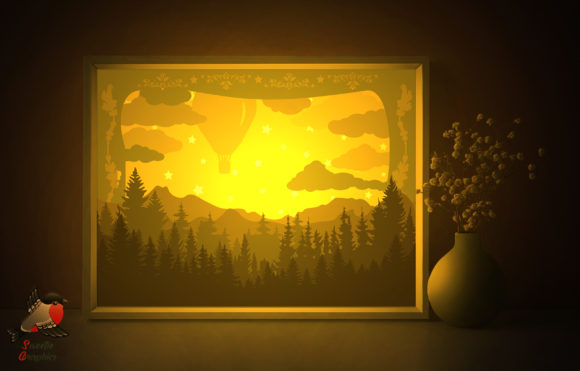 Forest Sky Balloon 3D SVG for Shadow Boxes