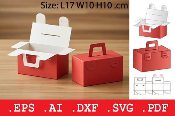 Gable Food Box with Integrated Handle 3D SVG