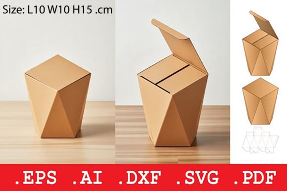 Geometric Prism Cardboard Box Dieline 3D SVG