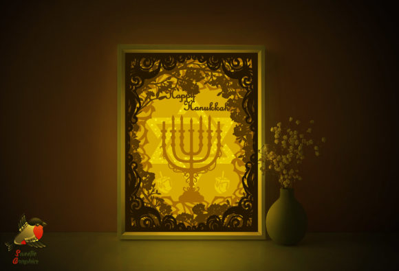 Happy Hanukkah 3D SVG Light Box Template