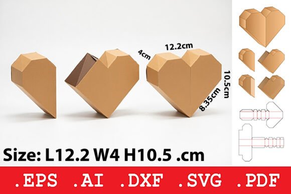 Heart Shape Sleeve Retail Box 3D SVG Objects