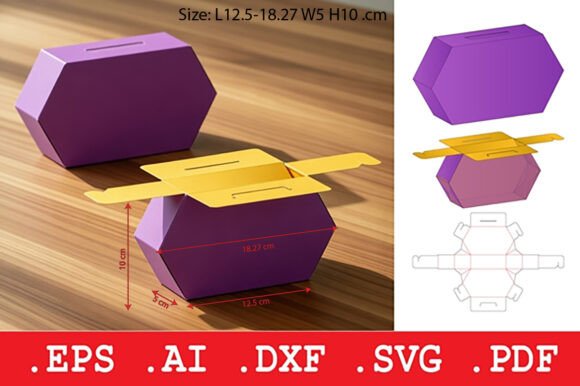 Hexagon Locking Gift Box 3D SVG Objects