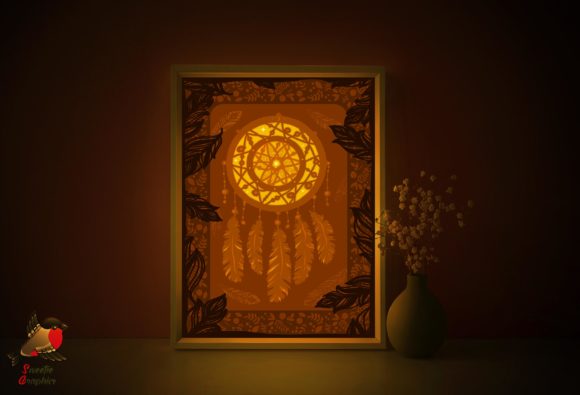 Indian Dream Catcher Lightbox Template: 3D SVG for Shadow Boxes