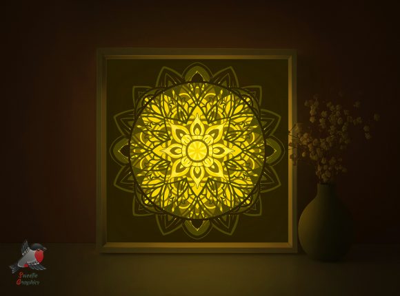 Mandala Pattern Light Box Template: 3D SVG for Shadow Boxes