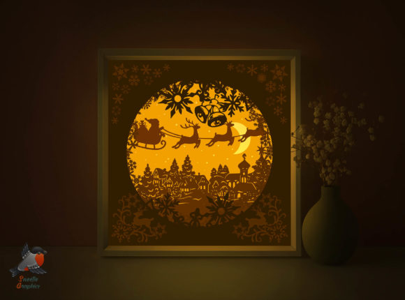 Merry Christmas X-Mas Lightbox Template: 3D SVG Shadow Boxes
