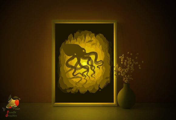 Octopus Sea Fish Light Box 3D Template