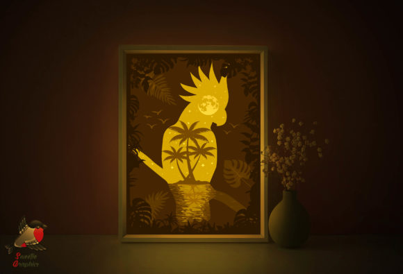 Parrot Beach Sea Light Box: 3D SVG Shadow Boxes