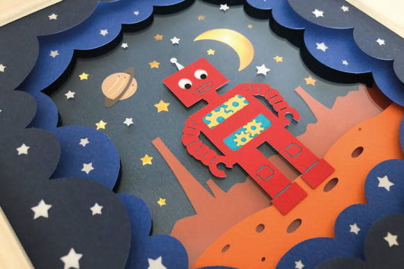Robot in Space - 3D SVG Shadow Boxes