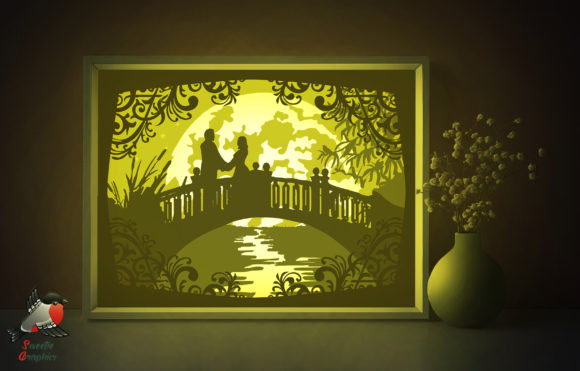 Romantic Love Moon Light Box: 3D SVG Shadow Boxes
