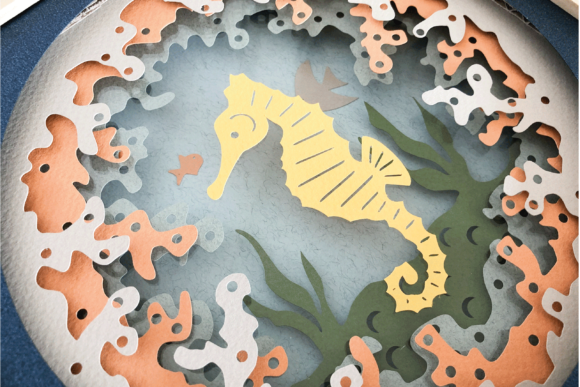 Seahorse - 3D Shadow Box Template