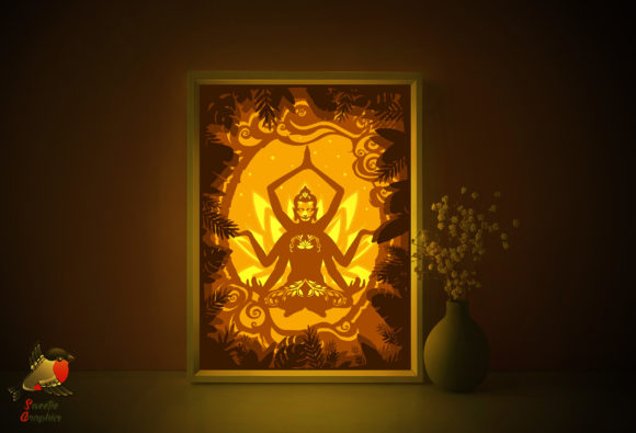 Shiva Silhouette 3D Light Box Template