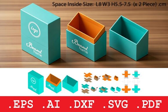 Slanting Lid Rigid Box with Shoulder 3D SVG