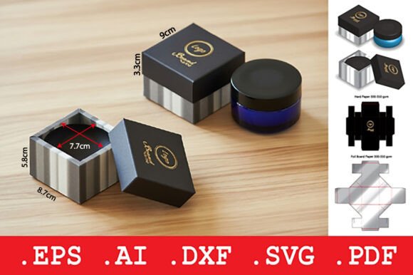 Square Cosmetic Jar Folding Box 3D SVG