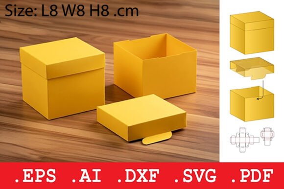 Square Gift Box with Lid 3D SVG Objects