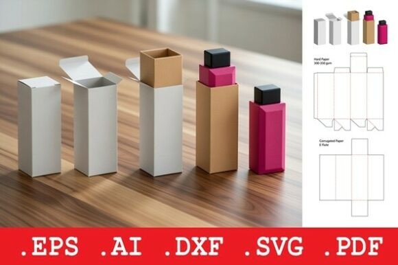 Tall Folding Cosmetic Product Box 3D SVG