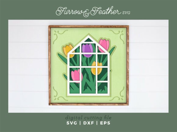 Tulip Greenhouse Shadowbox Easter SVG