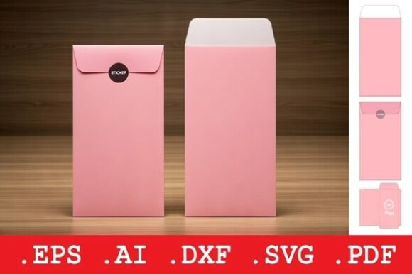 Vertical Pocket Invitation Envelope 3D SVG